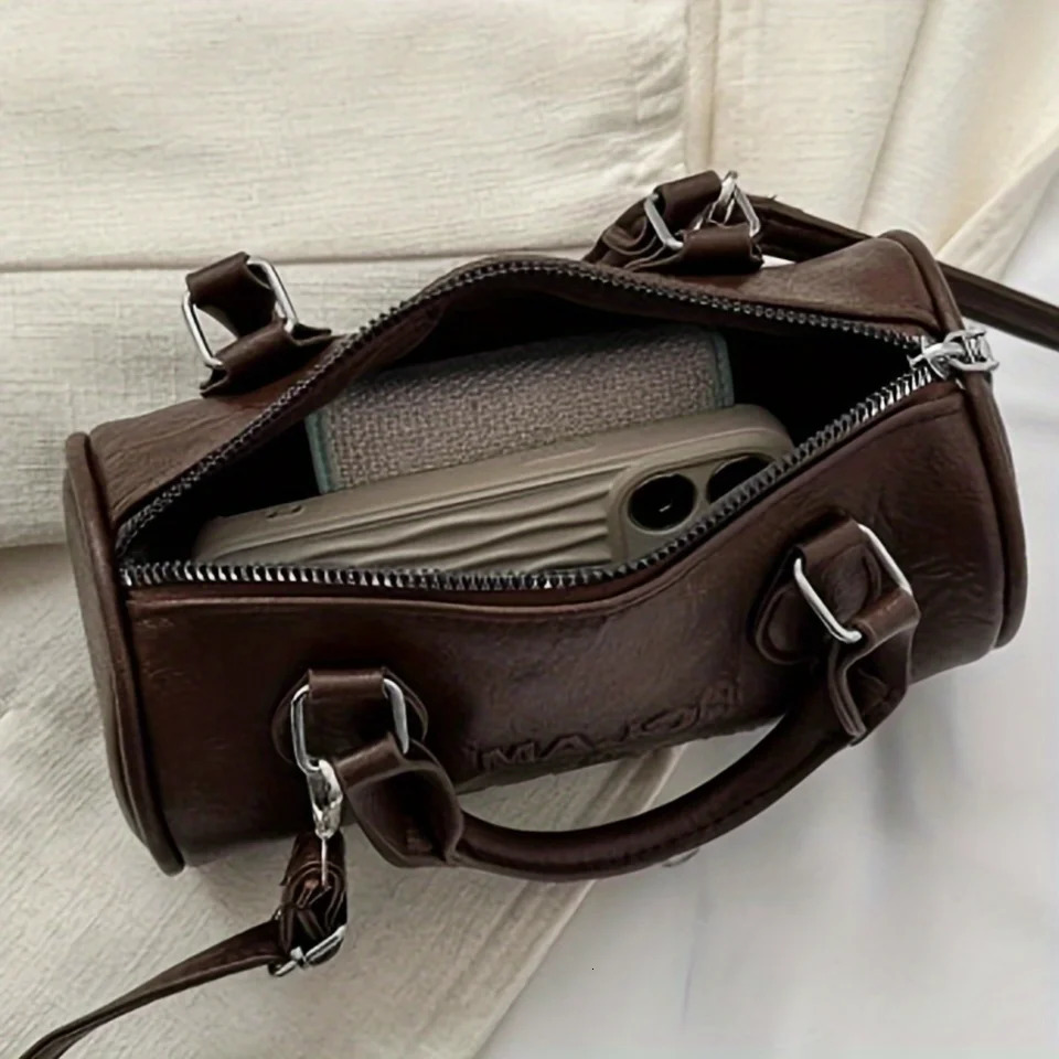 Ship from US Vintage Crossbody Boston Bag Retro Shoulder Cylinder Womens Fashion Handbag Purse Bogg bag xlarge Cosmetic pouch Travel 250227FBB