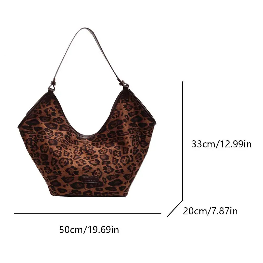 Ship from US Womens suede shoulder bag leopard print handbag with inner pocket underarm and work shopping travel homeless 250227FBB