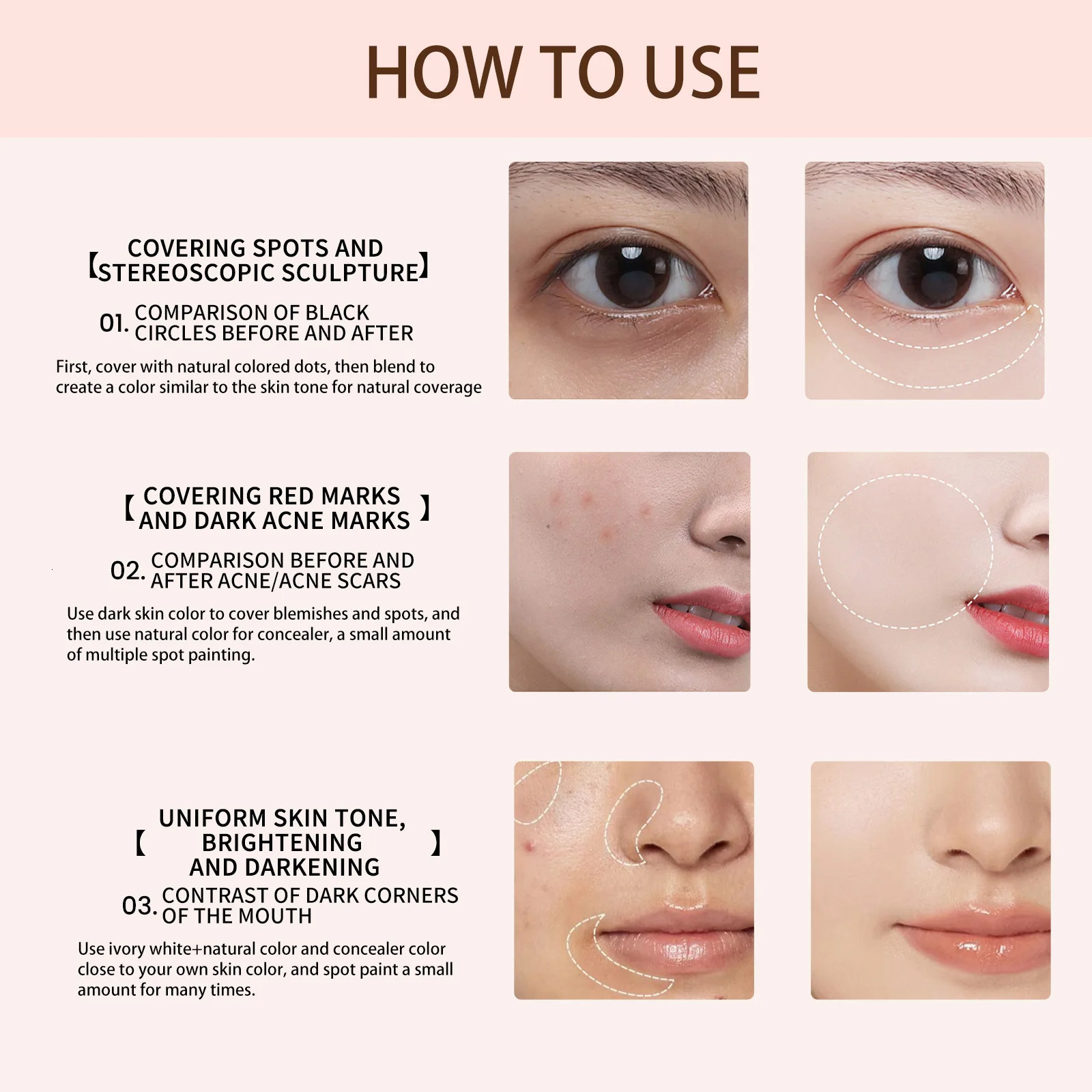 Jaysuing 3colors Concealer Cream Full Coverage Spot Dark Circles Contour Concealer Palette with Brush Cosmetic 250222