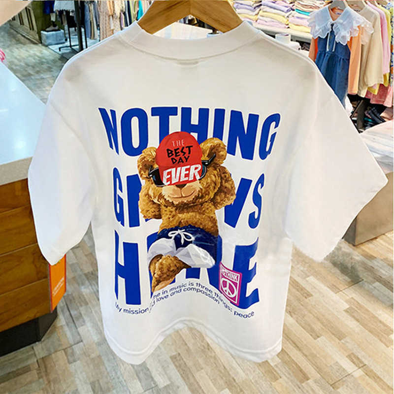 T-shirts Cotton childrens cartoon printed short sleeved T-shirt summer dress boys stylish top summer baby half sleeved childrens clothingY2502276DWT
