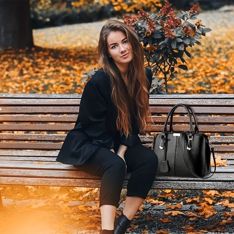 Ship from US Womens Fashion Tote Bag PU Leather Shoulder Handbag Adjustable Strap Top Handle Satchel Versatile Purse For Dating Outings 250227FBB
