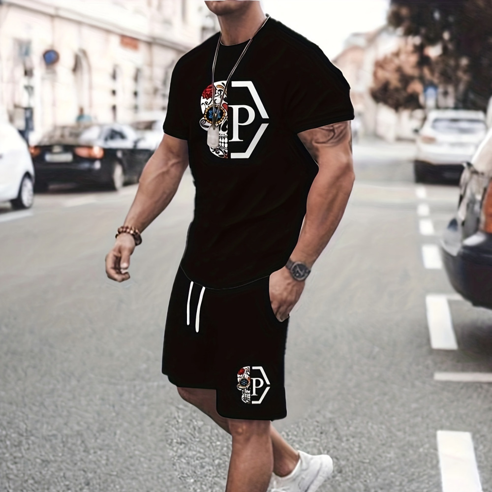 Designer Free Shipping Summer Hot Selling New Fashionable And Creative Men's Short Sleeved T-shirt Shorts