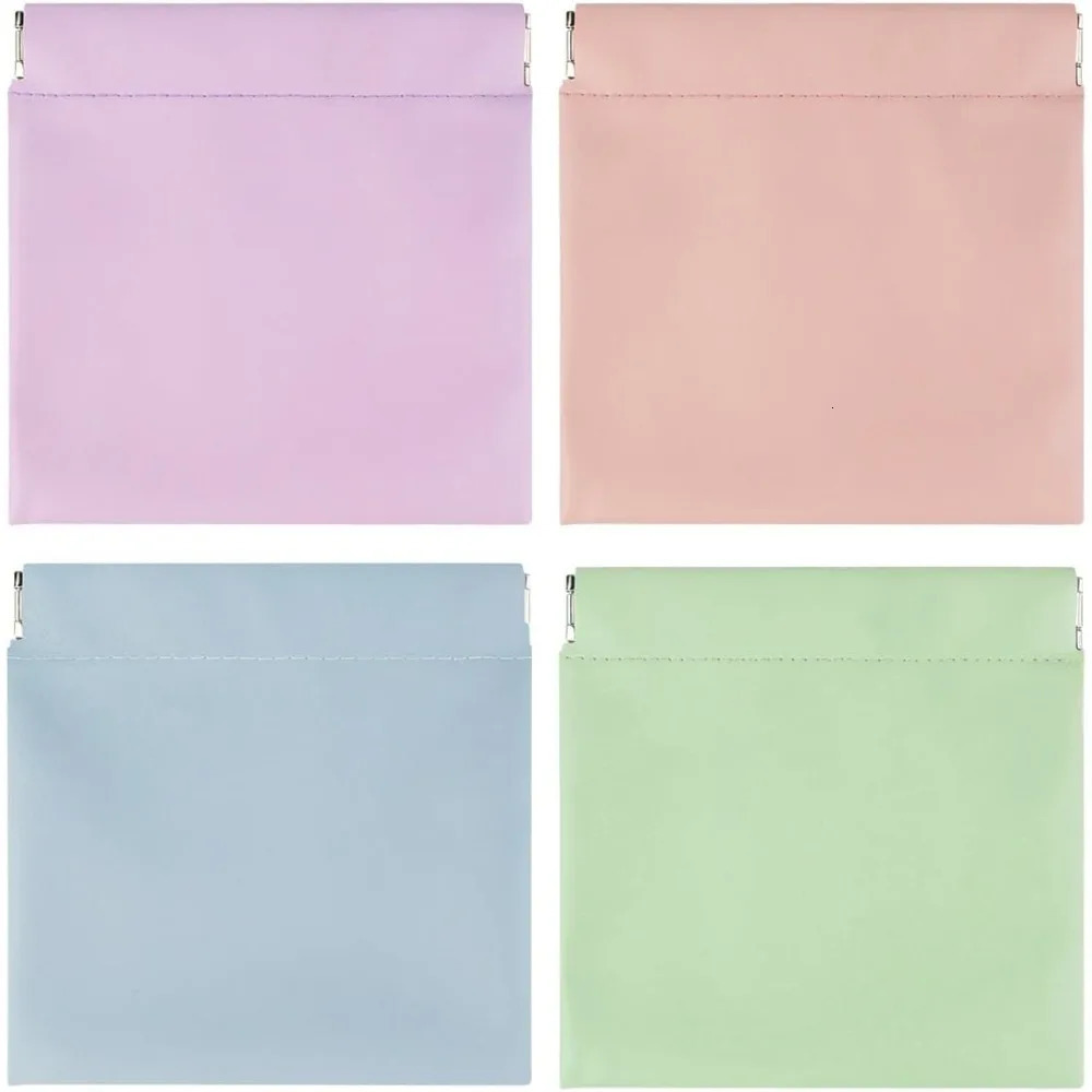 Ship from US Makeup bag snap button leather tissue small makeup womens portable waterproof mini travel storage 250227FBB