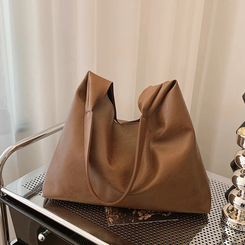 Ship from US PU Soft Leather Tote Bag Large Capacity Women Big Shoulder Female Simple Underarm Hasp Closure Casual Commuting 250227FBB