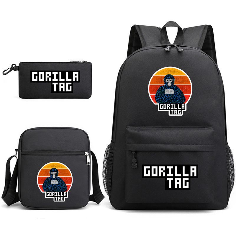 Gorilla Tag Monkey Cartoon Backpack 3-Piece Set for Students