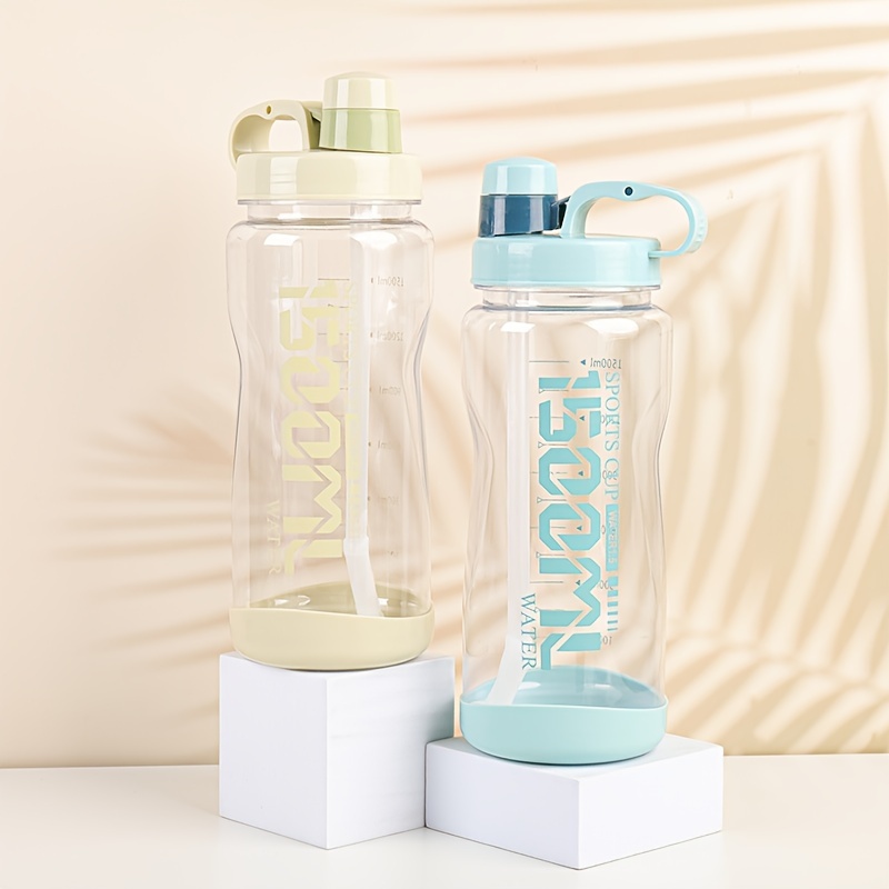 Water Bottle with Time Marker 1500ml Water Bottle with Straw Gym Sport Water Bottles 53oz