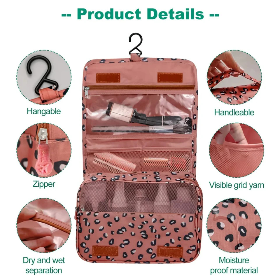 Ship from US Portable travel organizer bag with hanging cosmetics hooks ladies restroom waterproof pocket bathroom 250227FBB