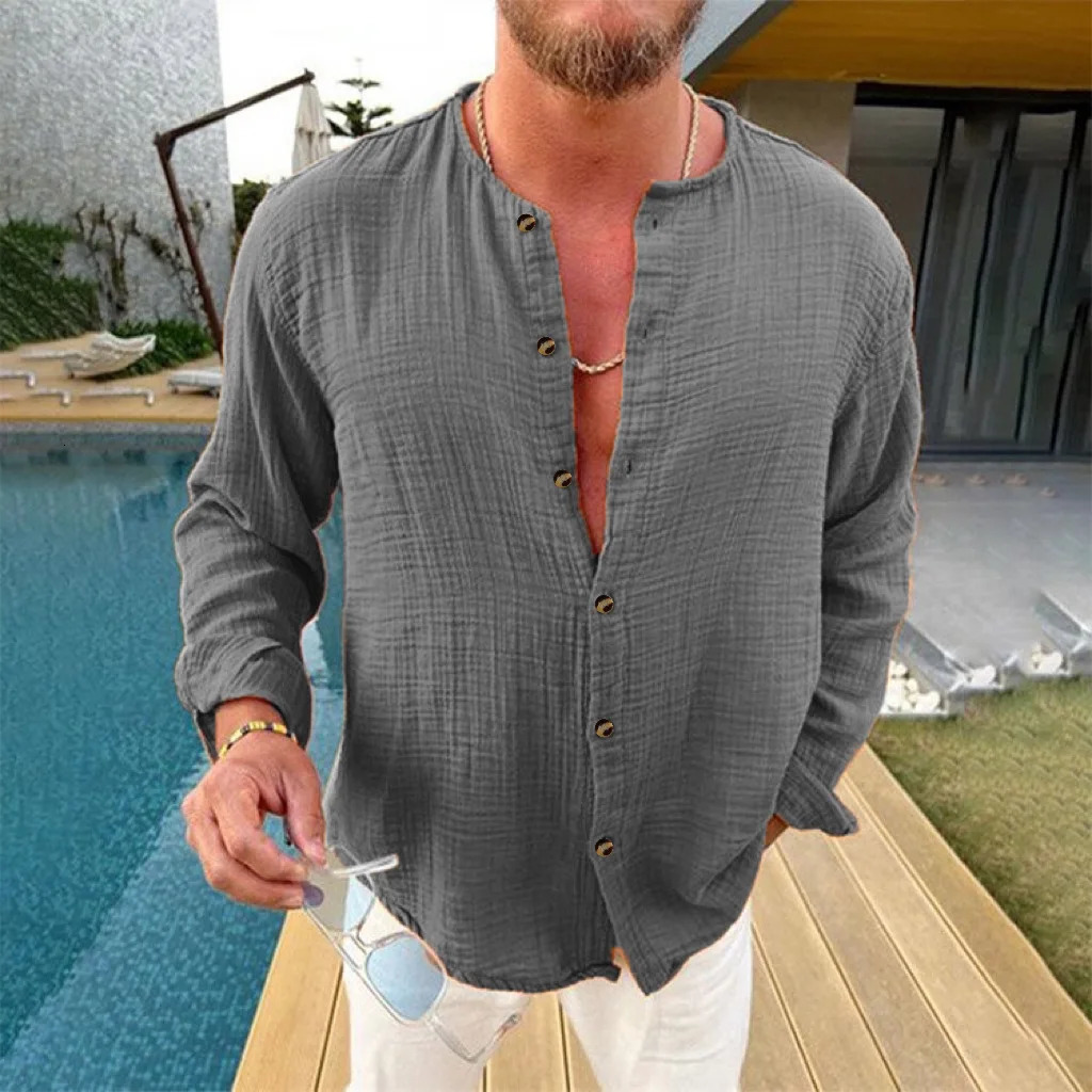 Selling Simple and Comfortable Pure Cotton Shirt in Europe and America Mens Fashionable and Casual Loose Shirt 250224
