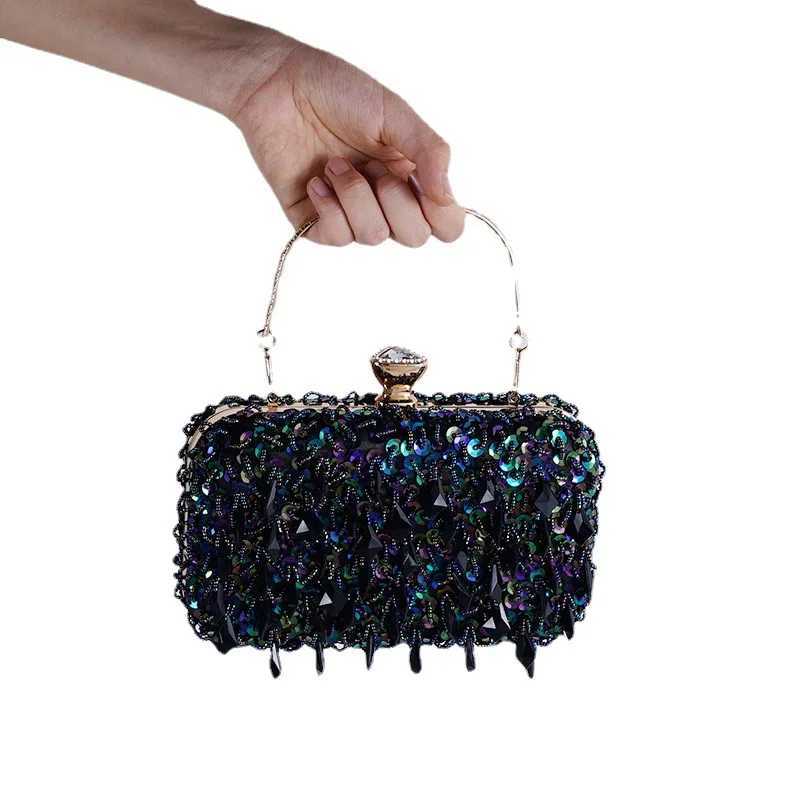 New Arrival New Womens Evening Bags Fashion Luxury Sequin Beaded Banquet Handbags Clutches Ladies Chain Small Shoulder Bag Purses T250227
