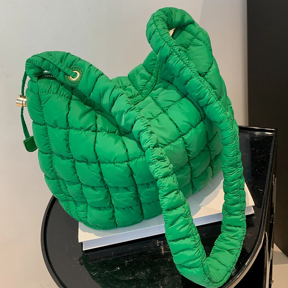 Ship from US Lattice Pattern Shoulder Crossbody Bags Pleated Bubble Handbags Women Large Capacity Tote Padded Ladies Quilted Shopper Bag 250227FBB