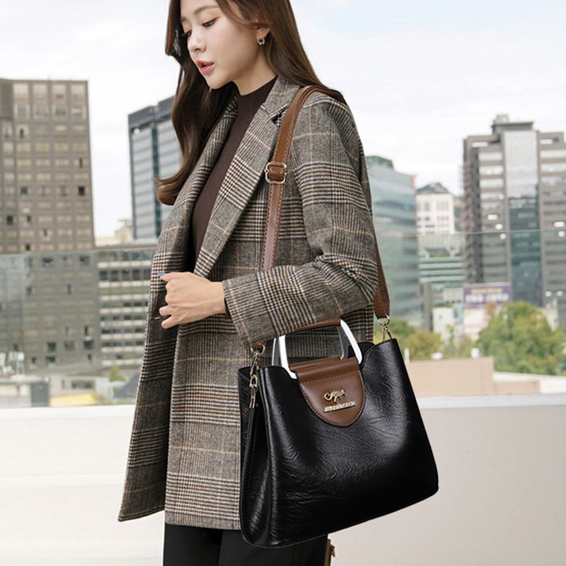 Branded 3 Layers Tote Oil Skin Leather Handbags Purses Women Bags Designer Ladies Hot Shoulder Crossbody Bag For Female