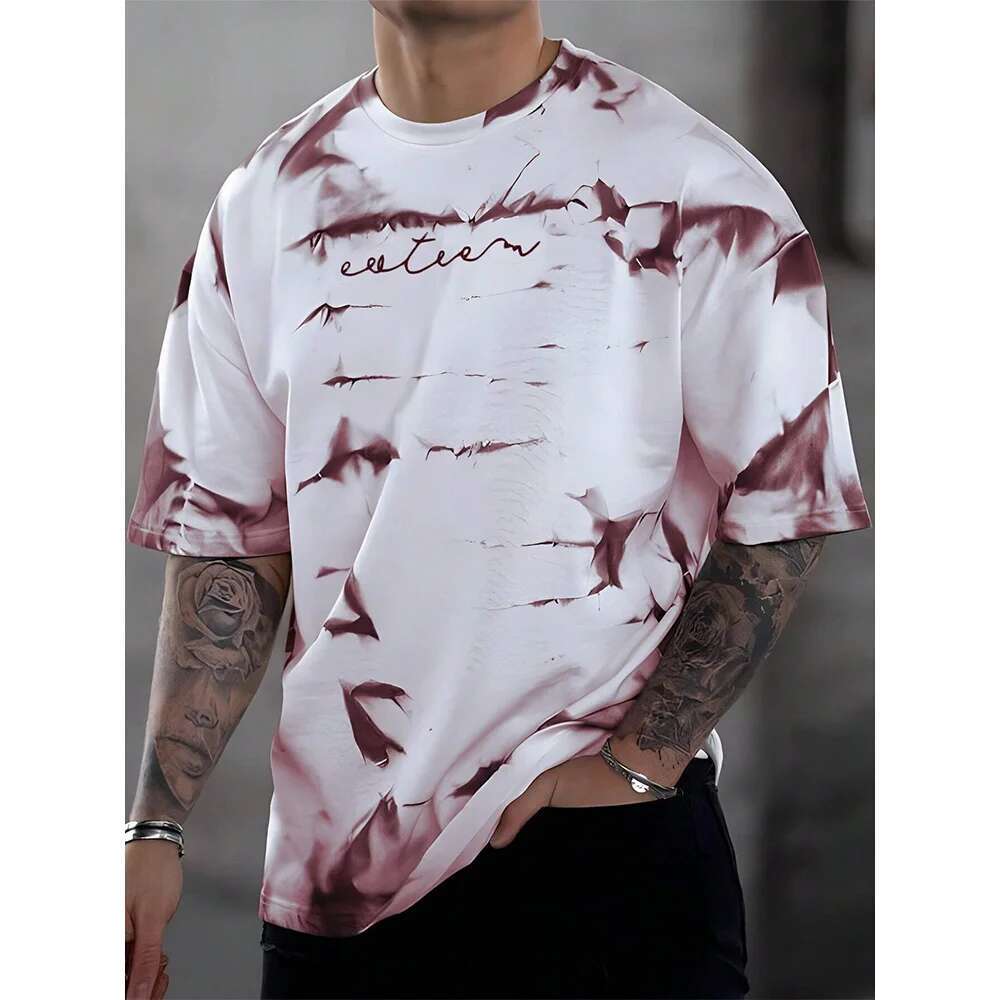 2025 Summer New Tie Dye Printed Men's Designer T-shirt Loose Casual Daily Plus Size Round Neck Street T-shirt Gym Carnival Short Sleeved T-shirt
