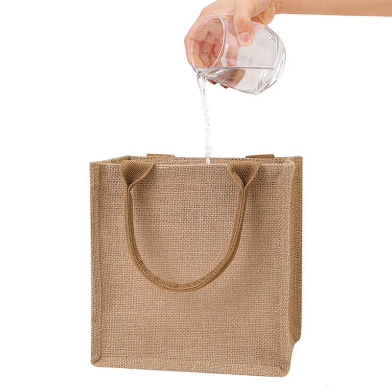 Ship from US Womens largecapacity zipper jute bag fashionable versatile handheld shopping mens outing travel hand carry Tote 250227FBB