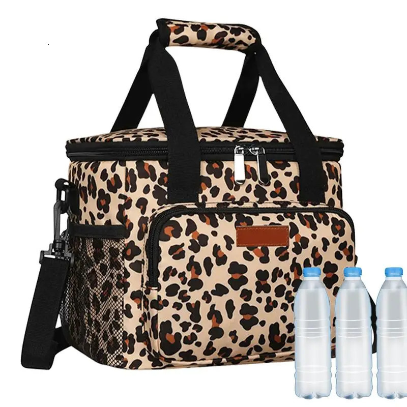 Ship from US Lunch Bag Women Large Reusable Oxford Cloth Box With Storage Mesh Portable Tote Thermal Cooler For 250227FBB