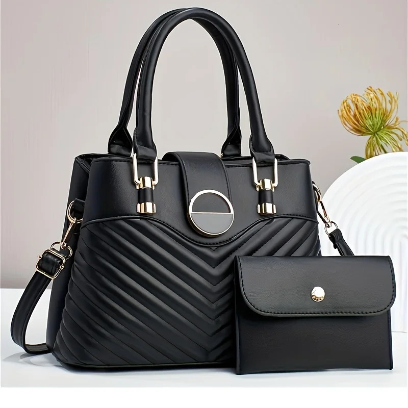 Ship from US 2pcsset Fashion Top Handle Satchel Elegant Crossbody Bag Womens Casual Handbag Shoulder Purse 250227FBB