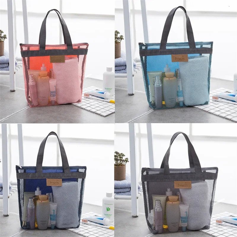 Ship from US Womens mesh bag travel storage shower beach toilet makeup handbag 250227FBB