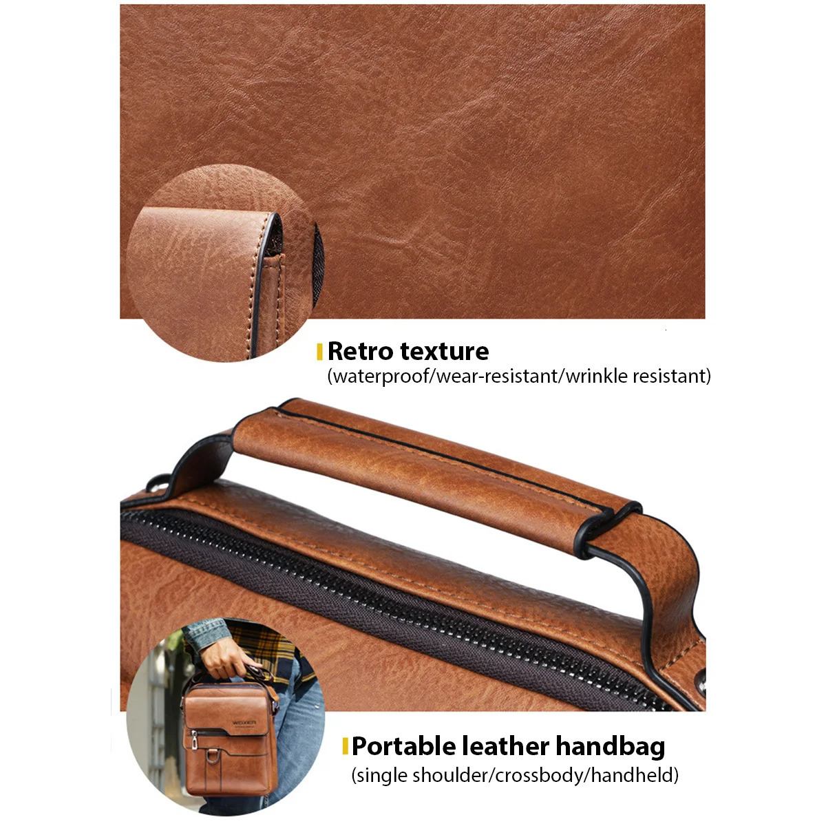 Ship from US Men Shoulder Bag for 97 iPad PU Leather Flaps Mens Crossbody Bags Business Flap Male Solid Messenger Travel 250227FBB