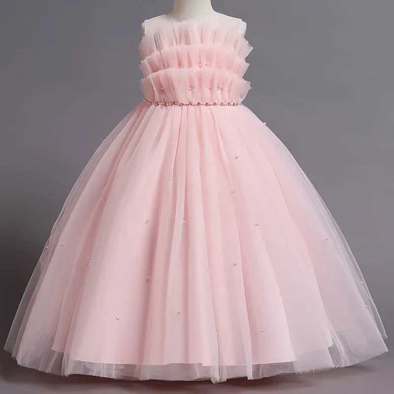 Girl's Dresses Kids Festive Girl Bridesmaid Luxury Princess Dresses Children 4 8 To 12 Years Parties Junior One Piece Tulle Party On Clothes Y250