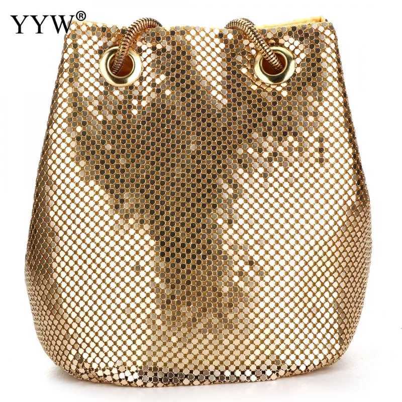 New Arrival Fashion Women Bucket Shoulder Bag With Sequin Crossbody Bag Evening Party Sliver Gold Purse Girl Handbags Female Clutches Bags T250227