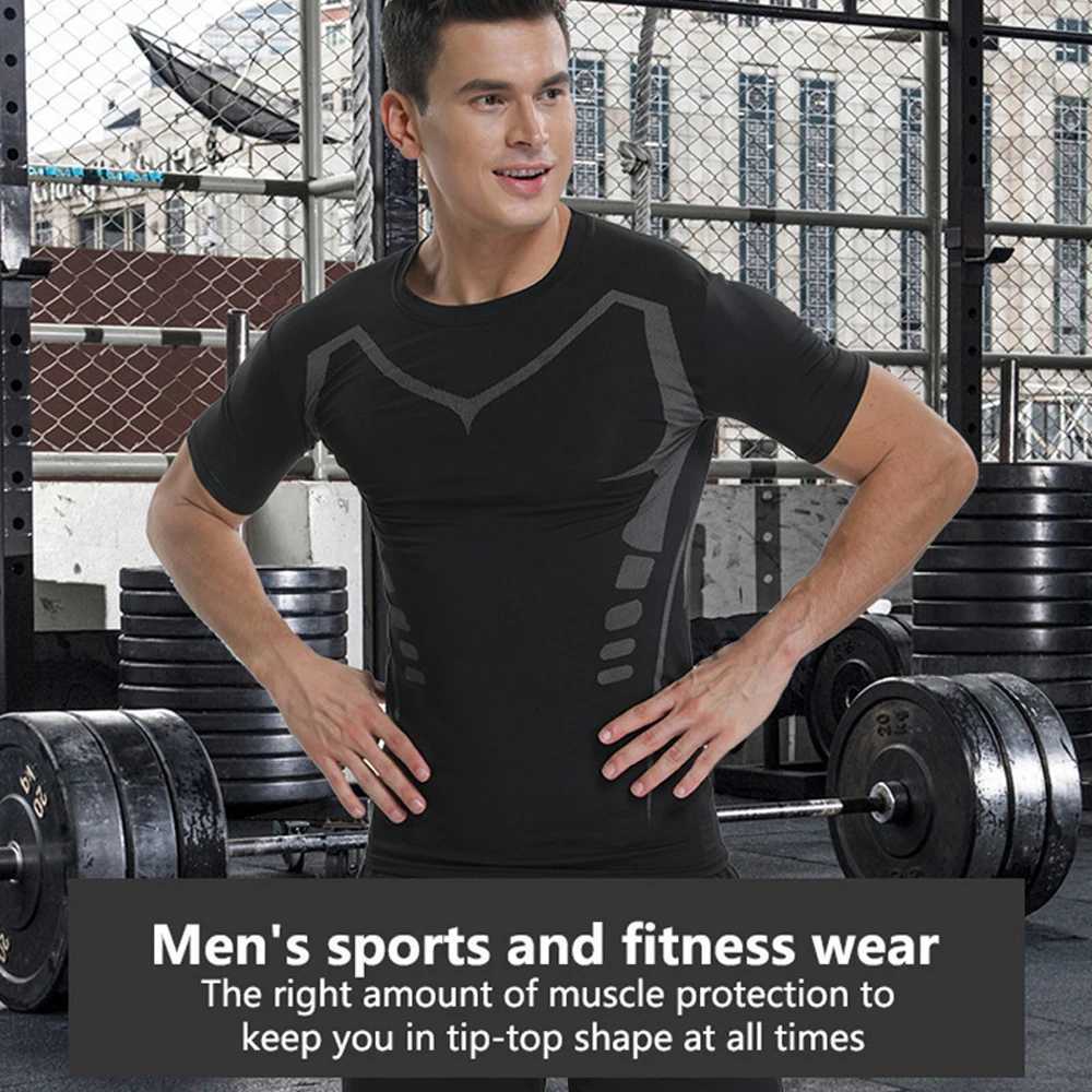 Mens Running Compression Shirts Short Slve Sport Gym Ts Quick Dry Sweatshirt Jogging Tracksuit Athletic Shirt Tops X250227