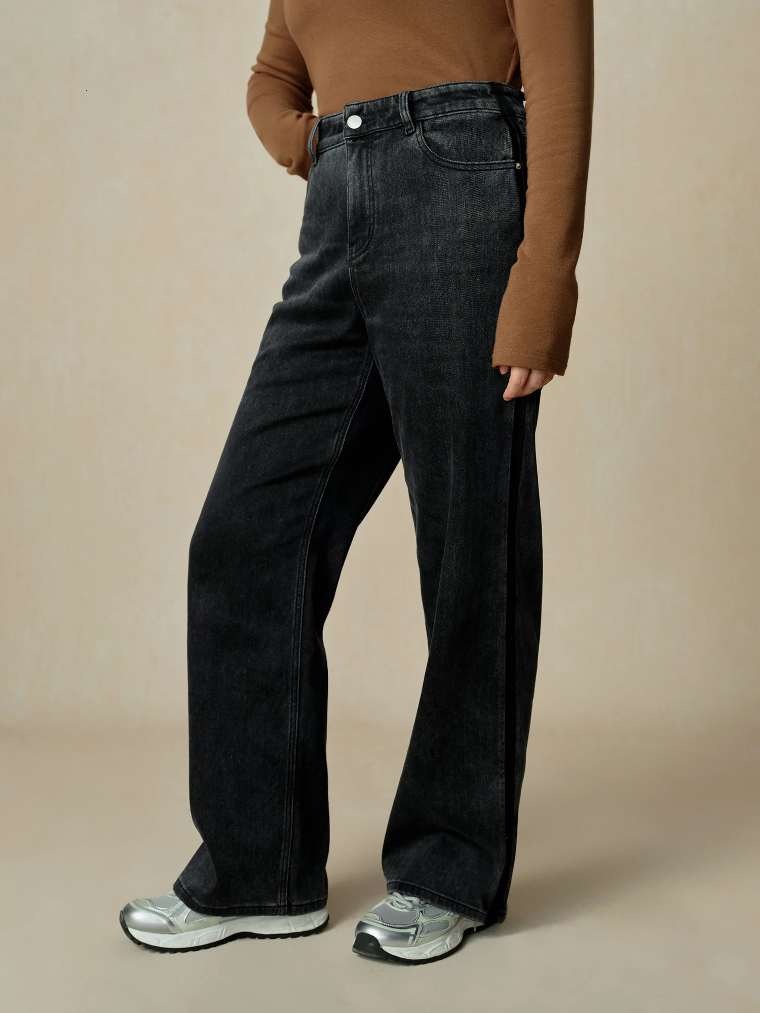 DUSHU Womens Winter Thick Jeans Pear shaped Apple Denim Black Straight Pants 24DX8450424DX8421424DX8450524DX84496 250226