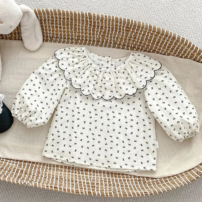 Spring born Baby Girl Clothes Suit Long Sleeved Cotton Printed ShirtSleeveless Jumpsuit Infant Baby Clothing Set 250227