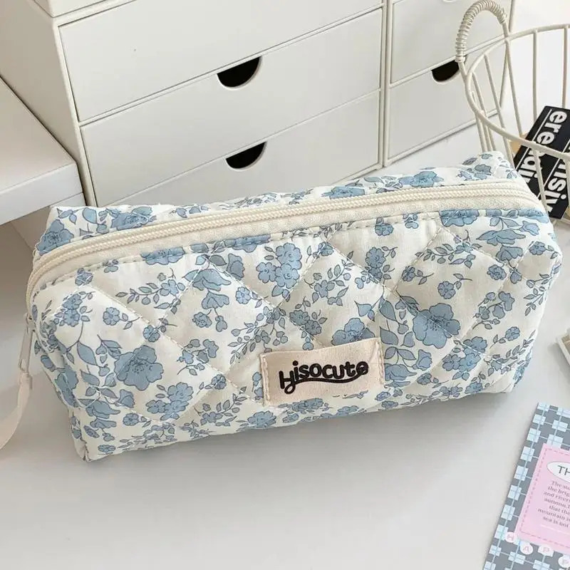Ship from US Pencil Pouch for School Portable Floral Cosmetic Bag Soft Makeup Waterproof Pen Pens Pencils Erasers Color 250227FBB
