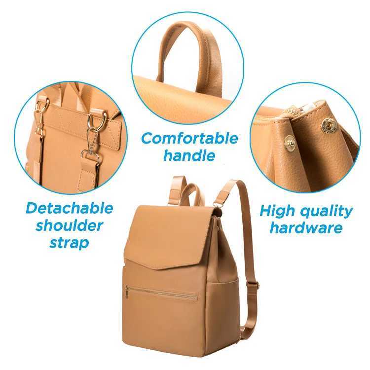 Diaper Bags PU Leather Diaper Bag Backpack Large Capacity Baby Diaper Bag Waterproof Maternity Bag For Stroller With with Diaper Pad Y250227PFKF