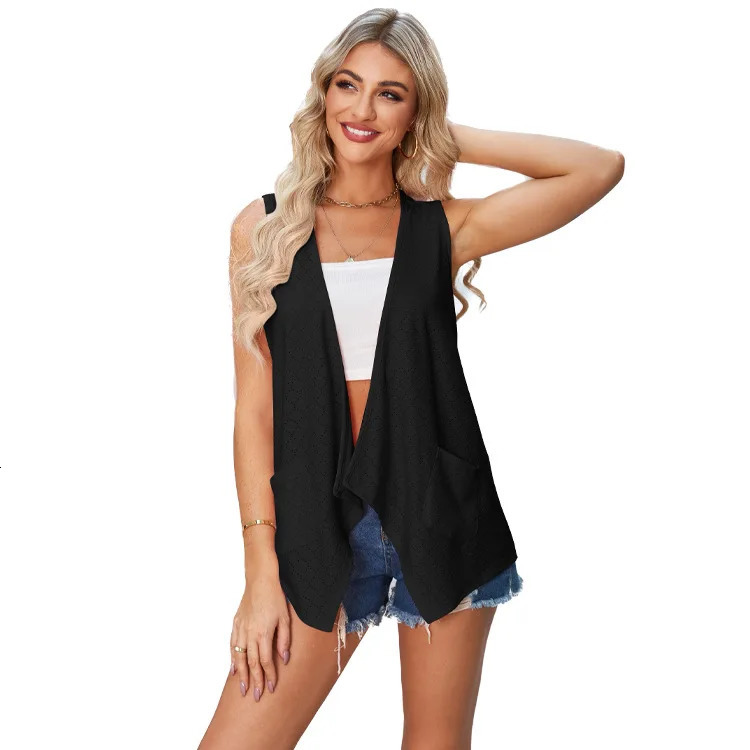 Summer Womens Wear Hollow Solid Color Casual Cardigan Coat Multiple Colors Available Tops Clothing 250226