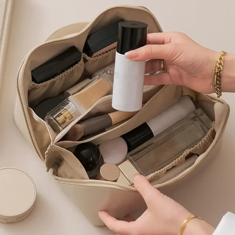 Ship from US Large Capacity Travel Cosmetic Bag Portable Makeup Organizer Cotton pad container Toilet organizer Container 250227FBB