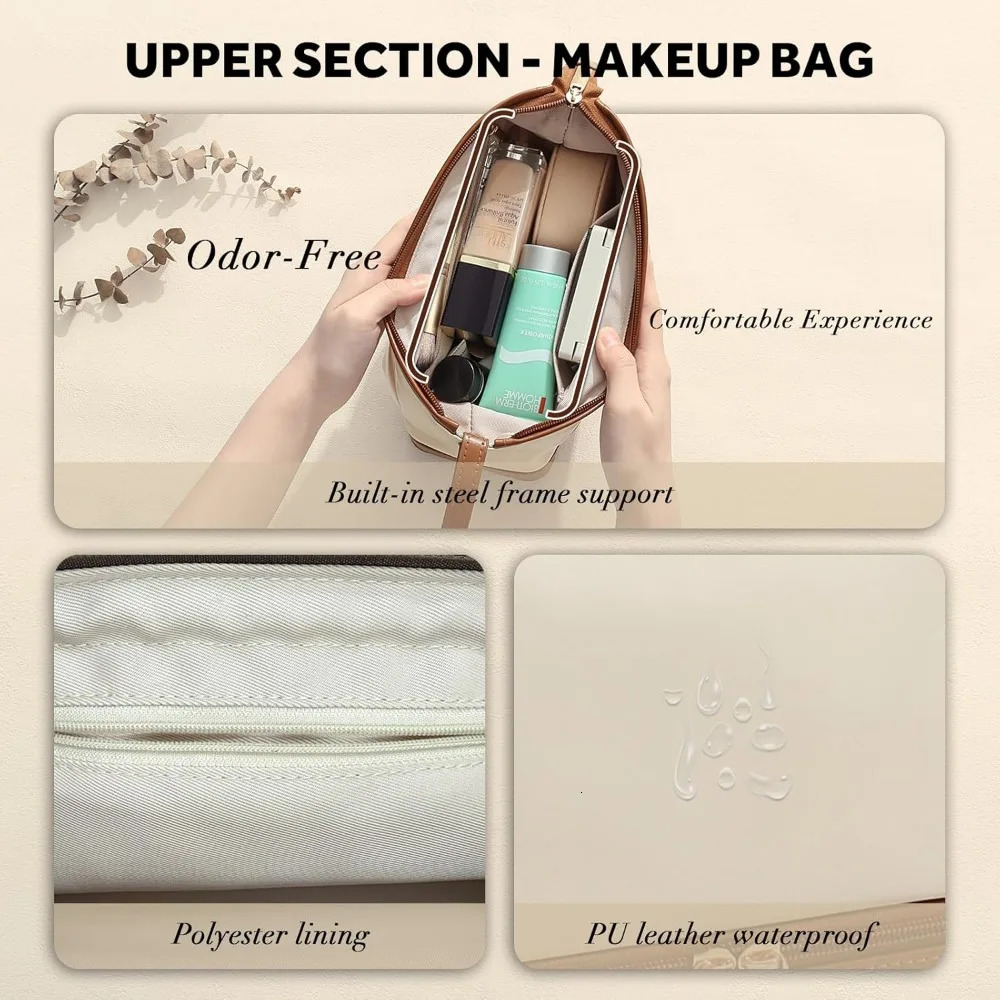 Ship from US Cosmetic Bag With Mirror Multifunctional Travel Jewelry Rack Organizer Portable 250227FBB