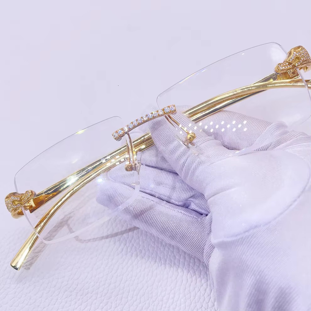 Custom Pass Tester VVS Moissanite Iced Out Dia Lens Colored Letter Sunglasses Eyewear Glasses Jewelry for Men Women
