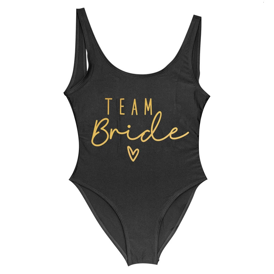 S-3XL Gold Print Team Bride One-Piece Swimsuit Squad Women Swimwear Bachelorette Party Swimsuit Summer Beatchwear Bathing Suit 250227