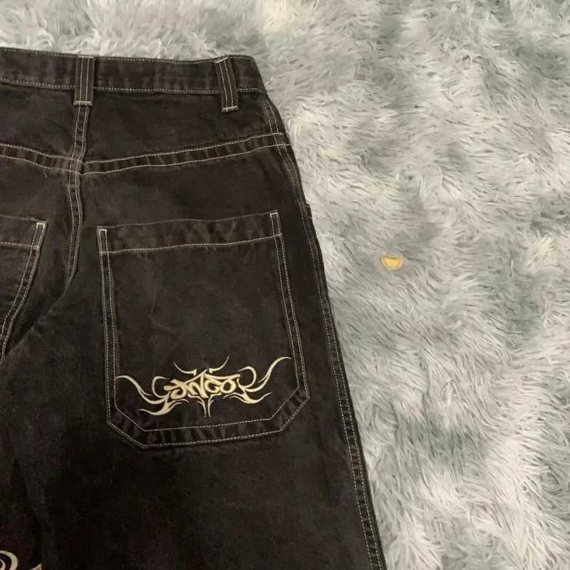 Y2K Pants Extra Large Loose Letter Skull Embroidered Jeans Men Hip Hop Jeans Gothic Wide Leg Trousers Streetwear Baggy Jeans X250227