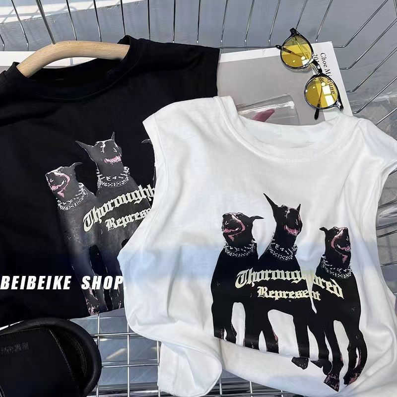 T-shirts Cotton childrens vest boys and babies summer outfits girls sleeveless t-shirt big childrens cartoon printed top summer clothesY250227FYPS
