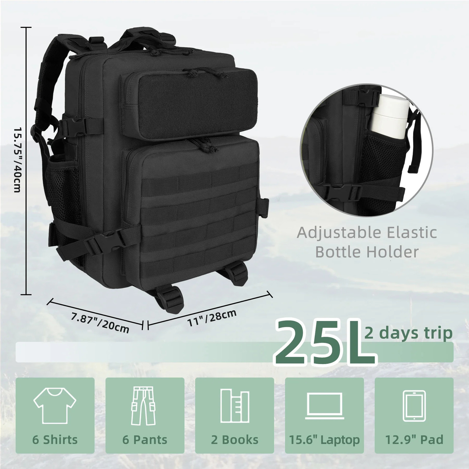 Ship from US 25L Small Military Tactical Backpack For Men Woman Molle Army Pack Survival Bug Out Bag Hiking 250227FBB
