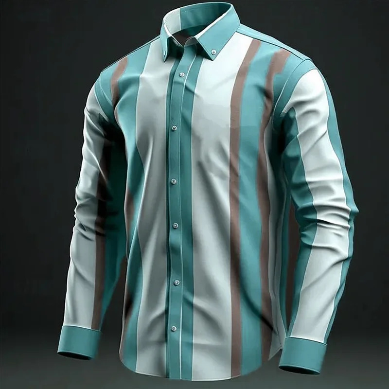 Striped shirt selling mens shirt retro three-dimensional party comfortable soft outdoor street top plus size factory d 250224