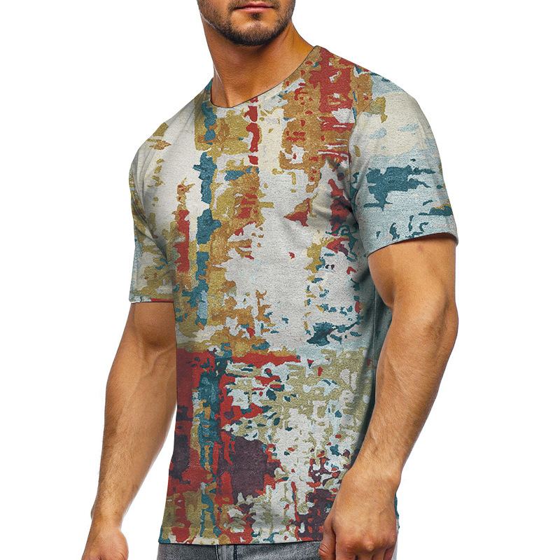 Designer Fashion Trend Versatile Summer New 3D Printed 2025 Casual Short Sleeved T-shirt Men's Clothing