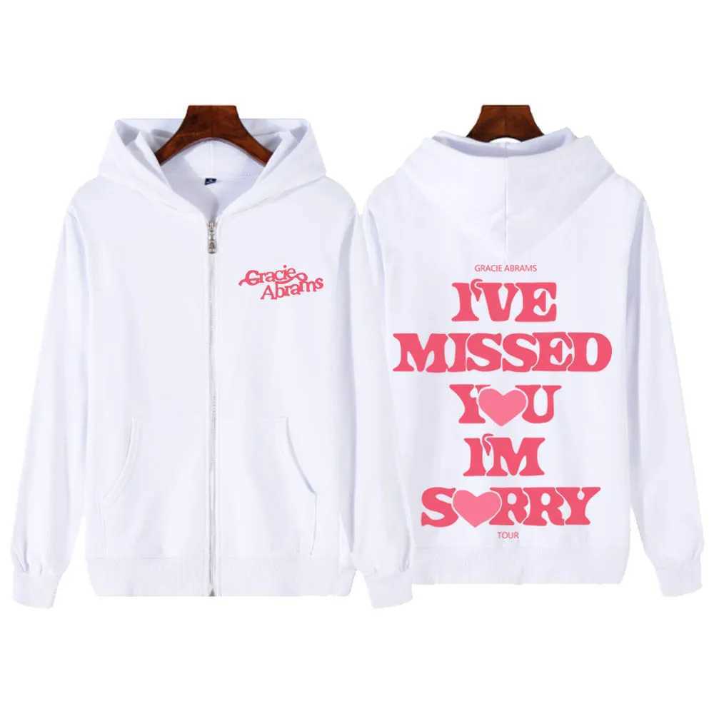 Gracie Abrams 2024 I Miss You Im Sorry Zip Up Hoodie Coat Gracie Abrams Zipper Graphic Men Women Sweatshirt Y2K Clothes X250227