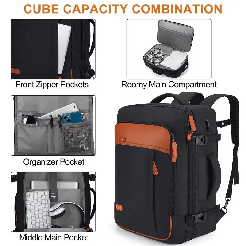 Ship from US 40L Large Capacity Backpack Laptop Expandable Suitcase Waterproof Luggage Travel 250227FBB