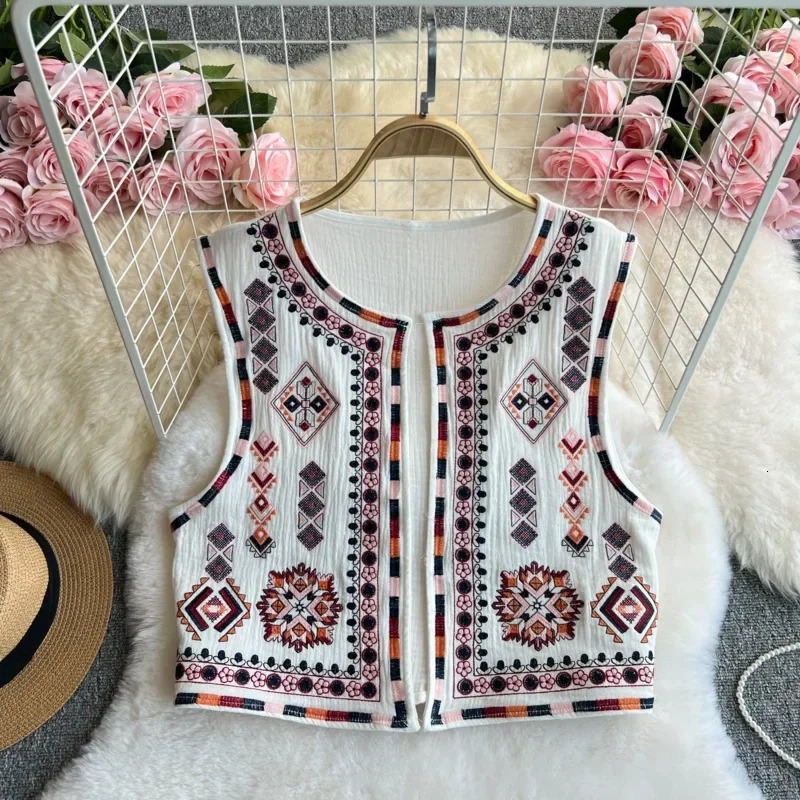 Vintage Bohemian Style Women Summer Heavy y Loose Fit Top Sensible y Differentiated Elegant Trendy Vest 250226