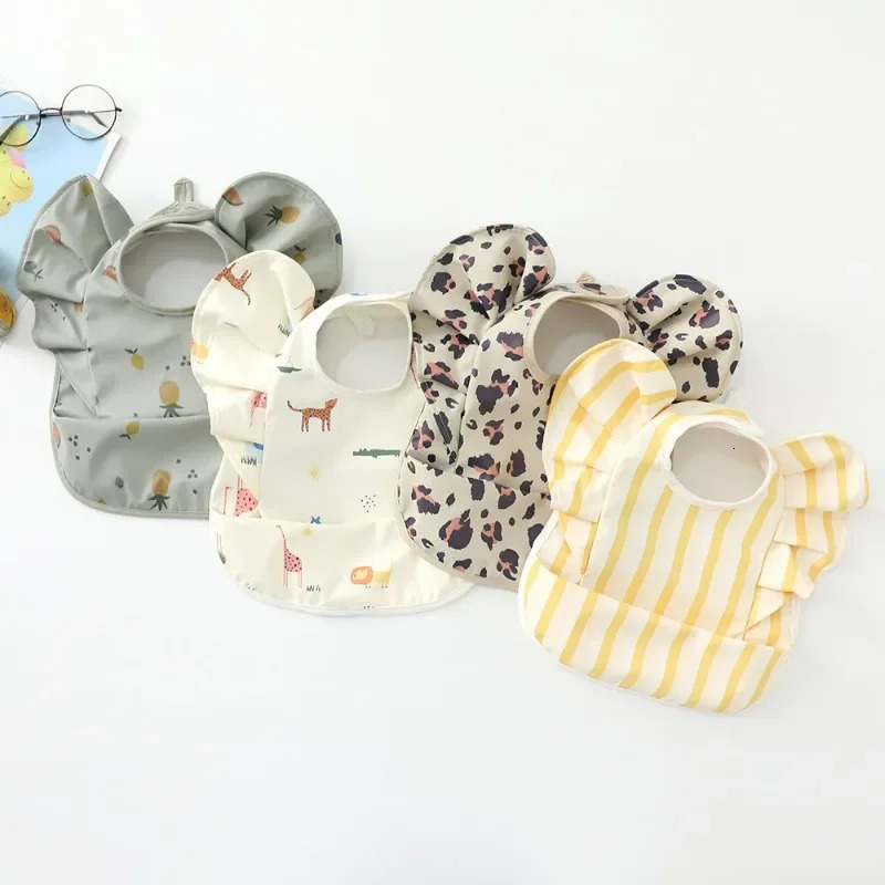 Baby Saliva Towel Waterproof Infant Bibs Kids Feeding Eating Apron Boys Girls Ruffle Towel Toddler born Cartoon Burp Cloths 250227