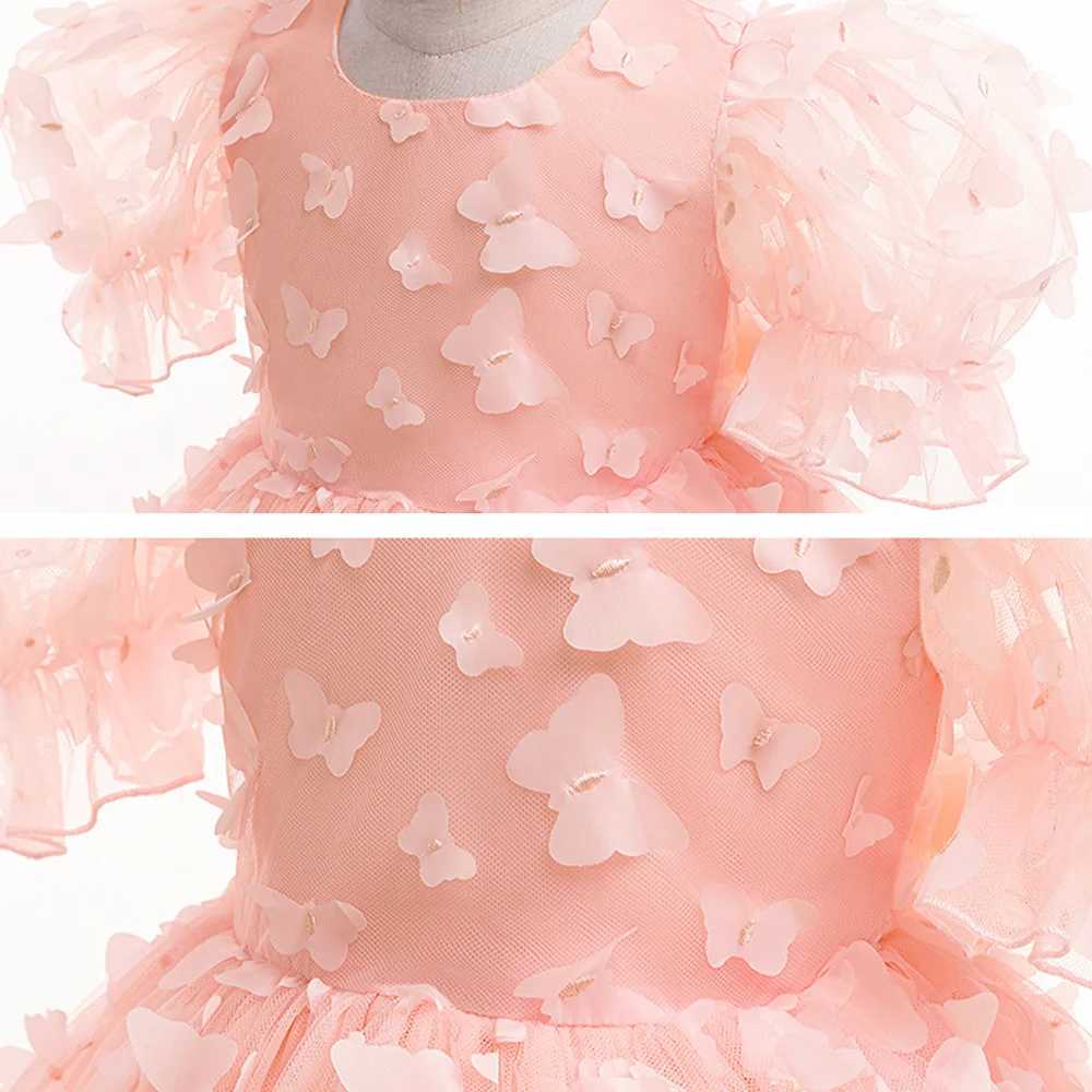 Girl's Dresses Baby girl princess summer dress 1-6 years old childrens casual clothing 3D butterfly cute party beautiful dress Y250227JFTJ