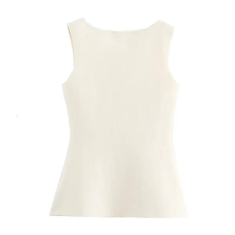 TRAF Womens Knitted Vest Button Sleeveless Summer Customized Elegant Coat 250226