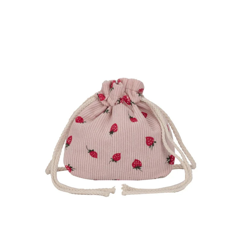 Ship from US Cute Strawberry Bag for Women Fashionable Corduroy Bucket Simple Small Fresh Single Shoulder Crossbody Trendy 250227FBB