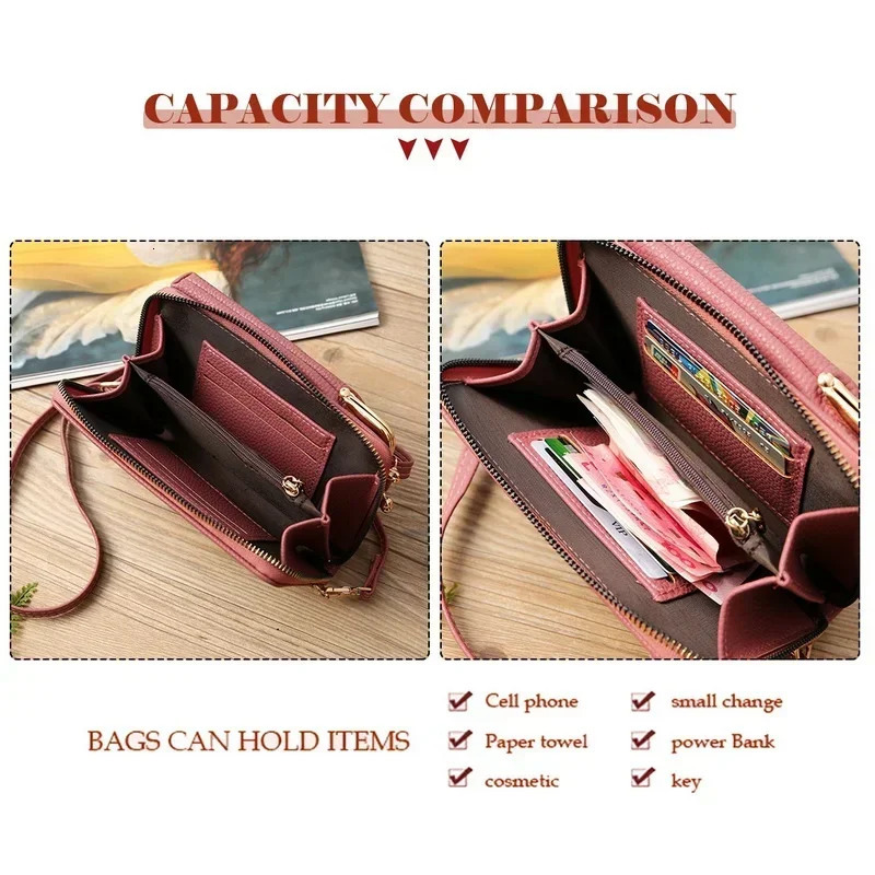 Ship from US Womens Phone Crossbody Bags Girls PU Leather Large Capacity Portable Shoulder Bag Ladies Purse Fashion Handbag 250227FBB