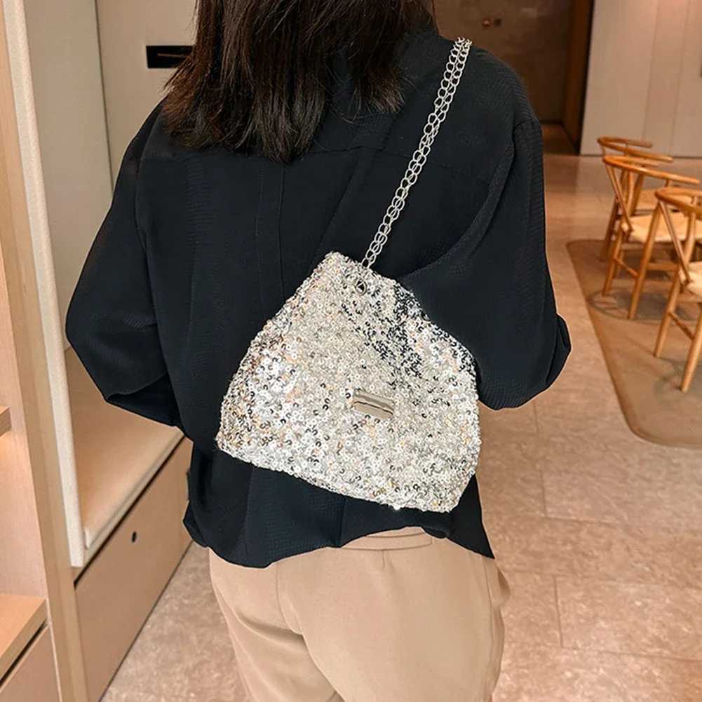 Female Sequin Chain Shoulder Bag Y2k Crossbody Bag Large Capacity Women Bucket Bag Luxury Purses Designer Lady Evening CluhXJ250227