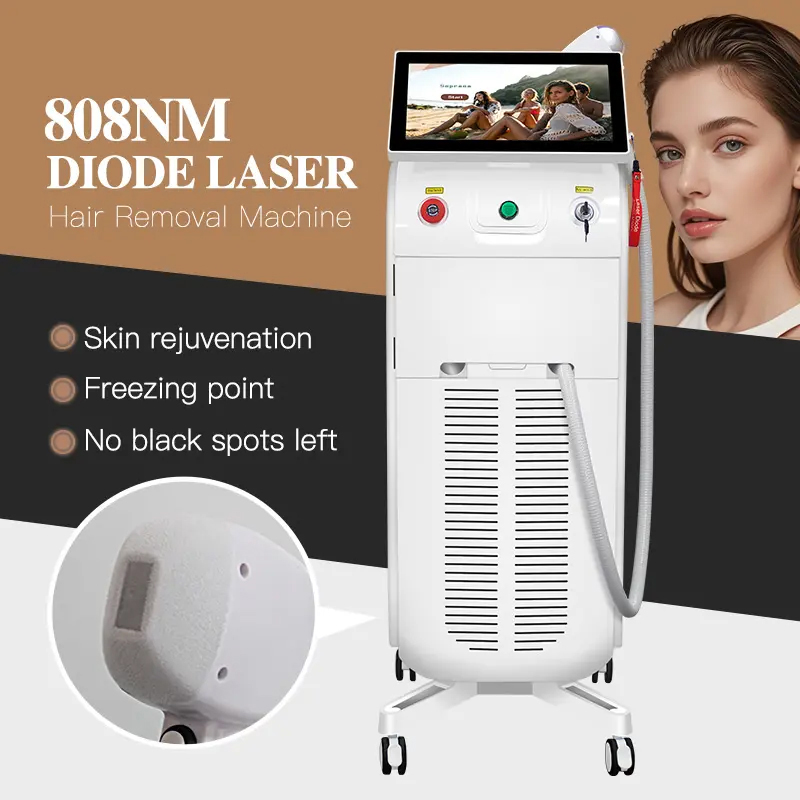 High Precision Ice Titanium 755 808 1064 Diode Laser Skin Smoothing Professional Hair Removal Ice Painless Depilation Diode Laser 1600W Equipment