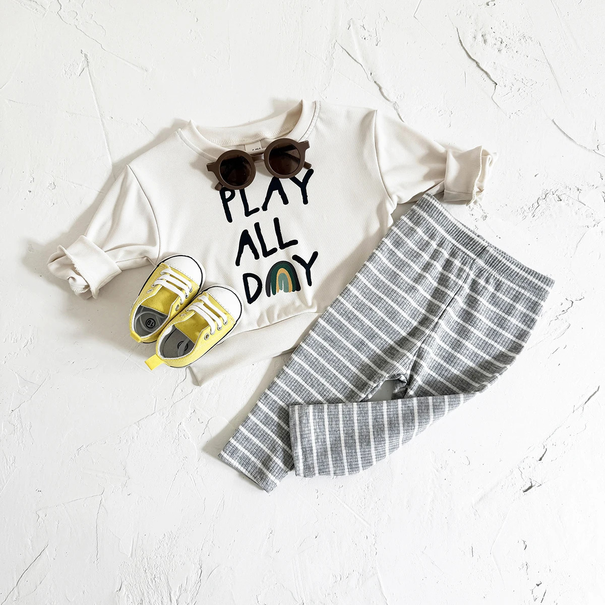 Baby Girl Clothing Sets Letter Print Pullover Infant Suit Boys Spring Autumn Long Sleeve TopBottom Stylish Toddler 2Pcs 250227
