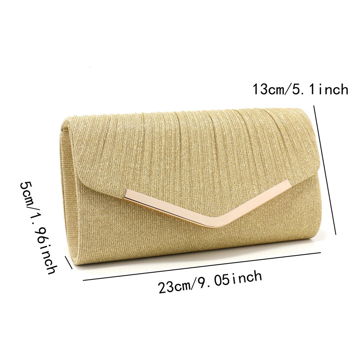 Golden Classic Simple Woman Charm Clutch Bags Glitter Shiny Evening Bag Banquet Party Handbag Metal Chain Crossbody 250226